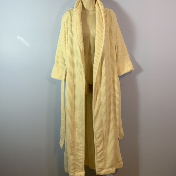 Soft surroundings cream ribbed belt soft fluffy cozy long robe dressing gown XS - Picture 3 of 11